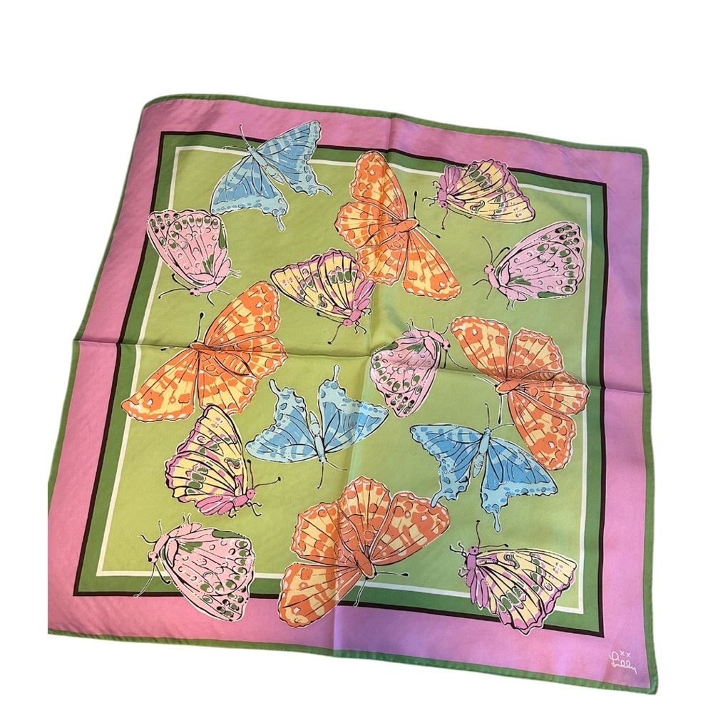 Lilly Pulitzer scarf with a butterfly print. - Picture 6 of 9